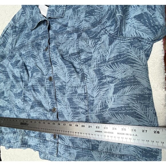 DG2 By Diane Gilman Women Palm Chambray Jacket Plus Size 2X Blue Lightweight New - Picture 7 of 9